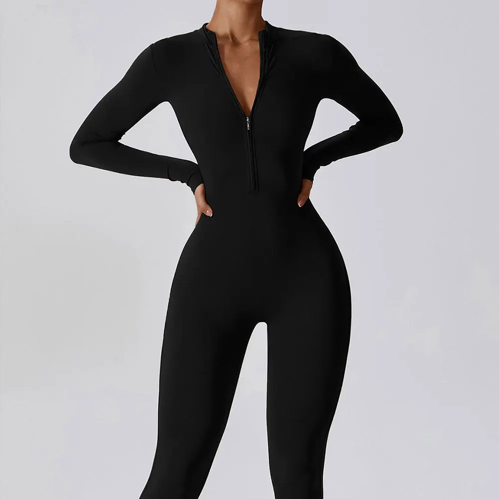 Women’s Zipper Fitness Jumpsuit
